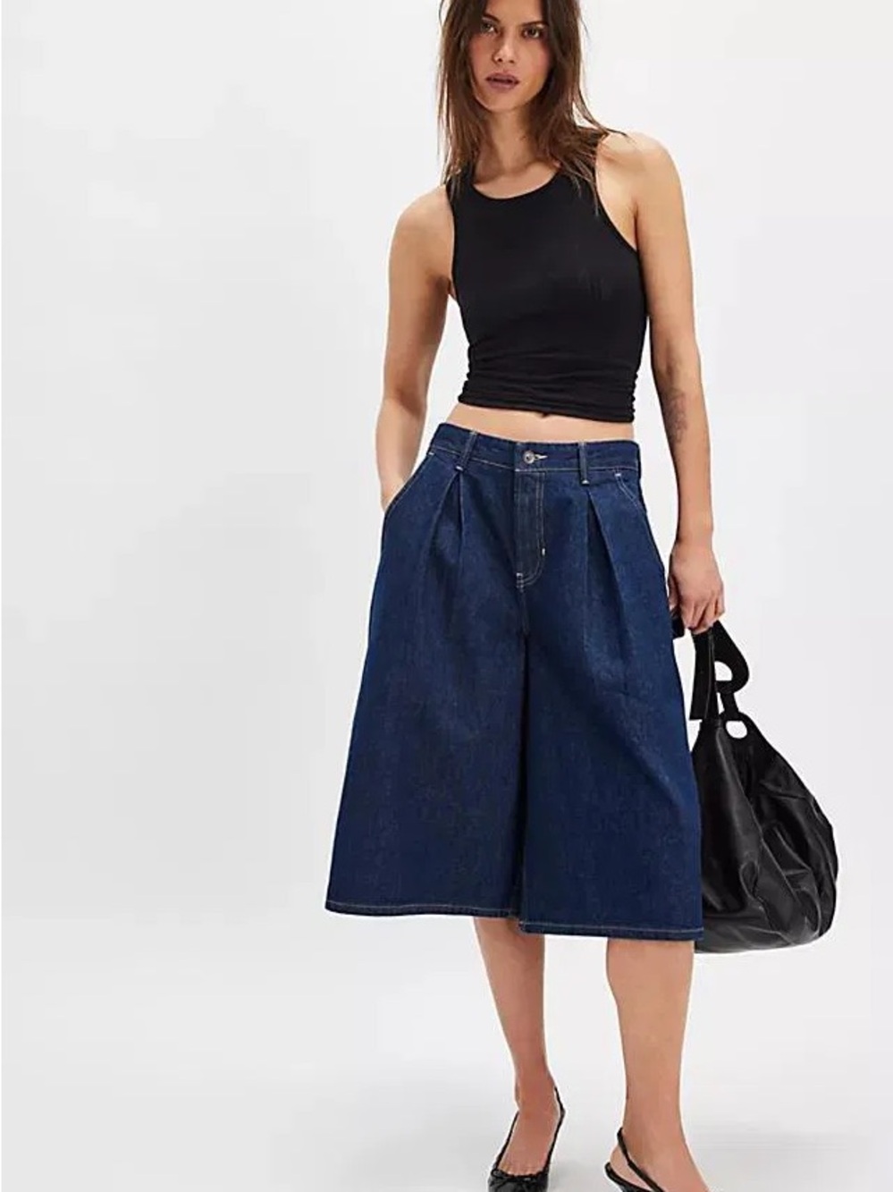We The Free x Free People Women's Dk Wash Crvy Antonia Crop Culotte Jeans 28